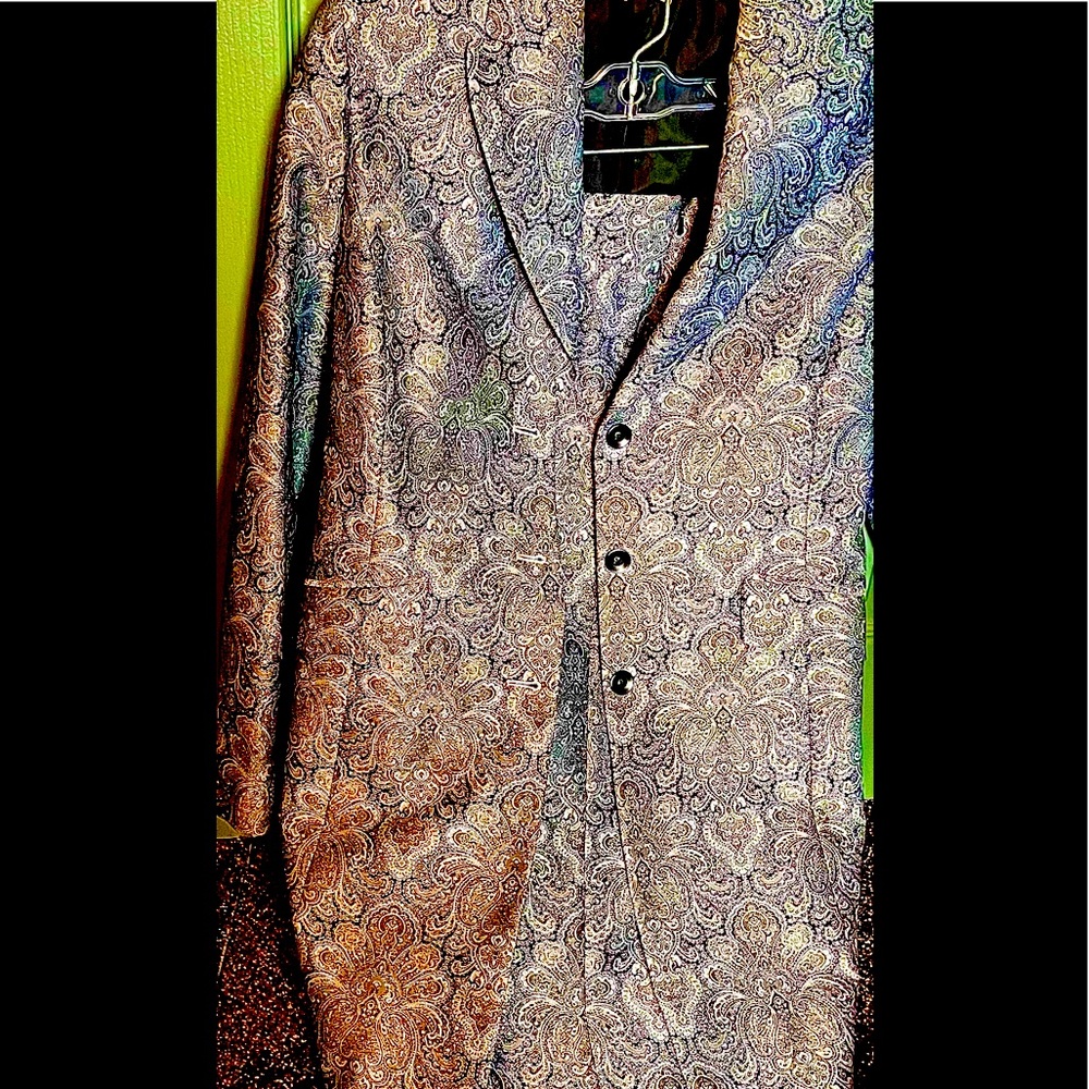 Steel and black jacquard suit